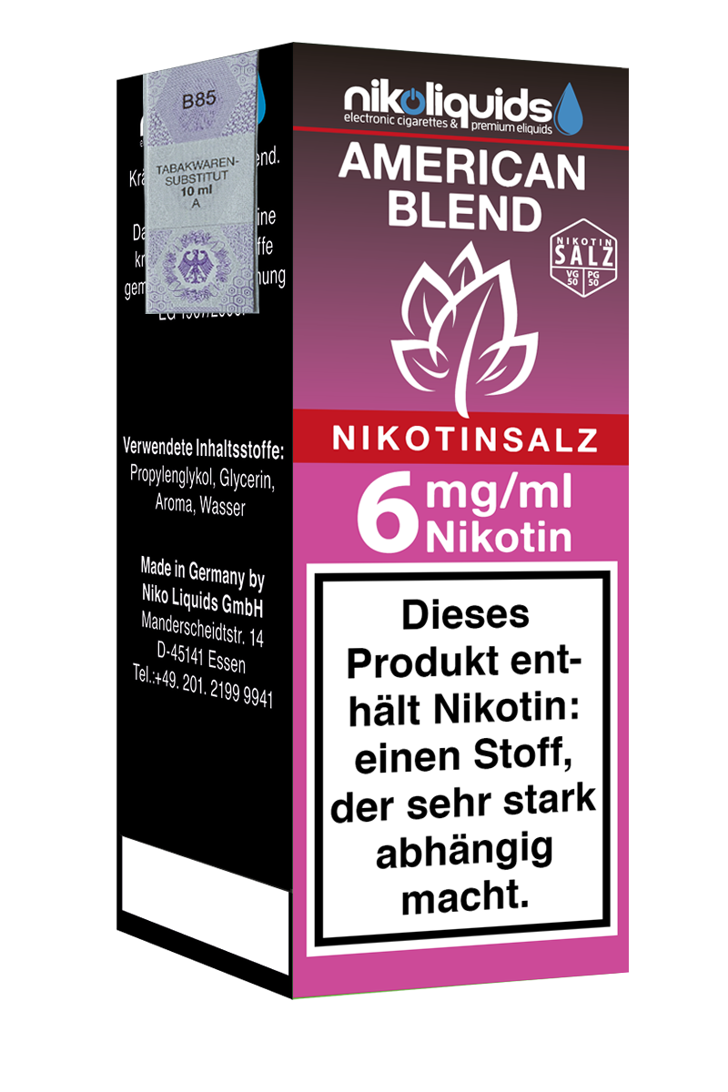 Niko Liquids E-Liquid Nikotinsalz American Blend 50/50 10 ml