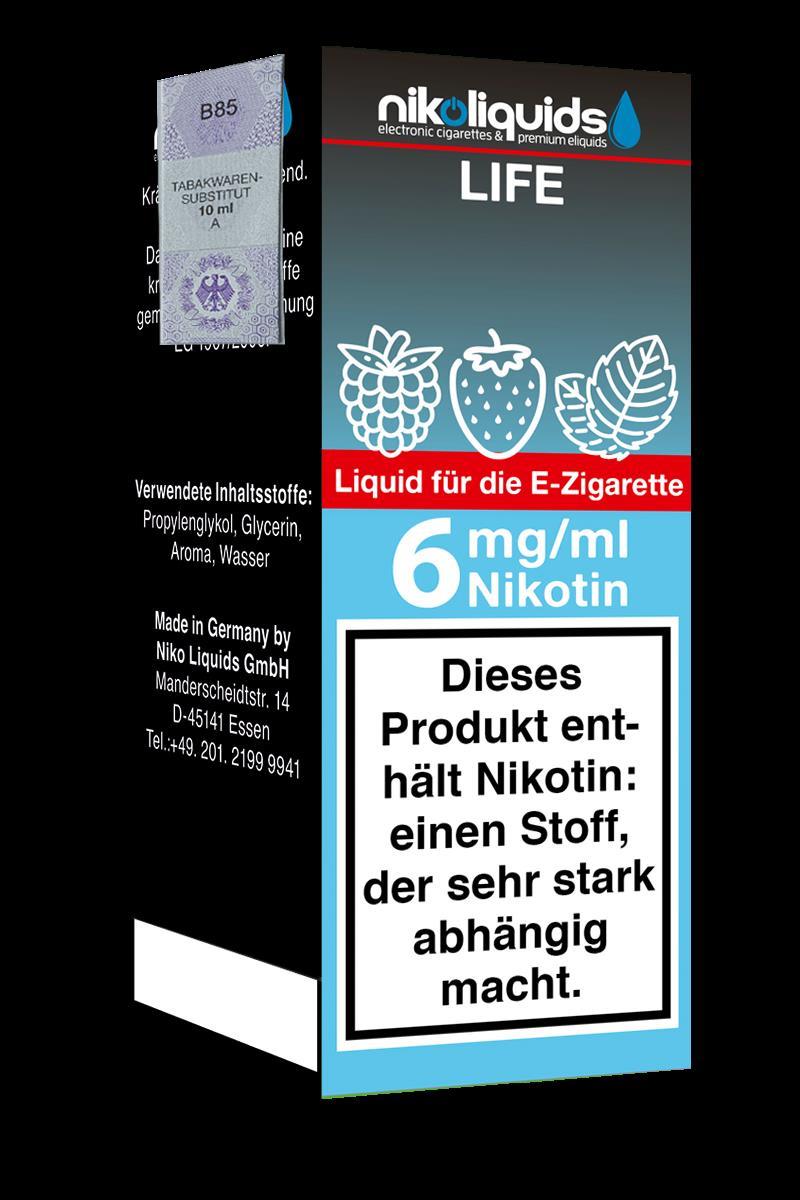 Niko Liquids E-Liquid Life 6 mg Nikotin 10 ml (hellblau)