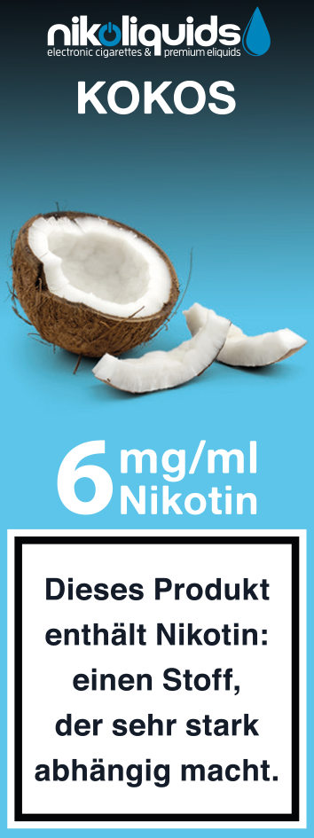 Niko Liquids E-Liquid Kokos 6 mg Nikotin 10 ml (hellblau)