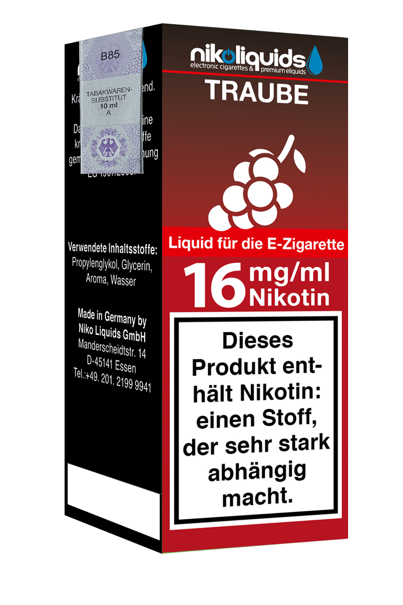 Niko Liquids E-Liquid Traube 16 mg Nikotin 10 ml (rot)