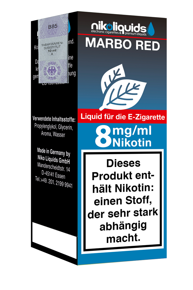 Niko Liquids E-Liquid Marbo Red 8 mg Nikotin 10 ml (blau)
