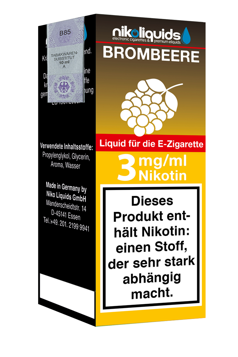 Niko Liquids E-Liquid Brombeere 3 mg Nikotin 10 ml (orange)