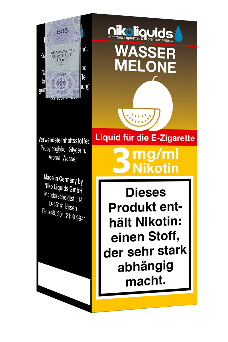 Niko Liquids E-Liquid Wassermelone 3 mg Nikotin 10 ml (orange)