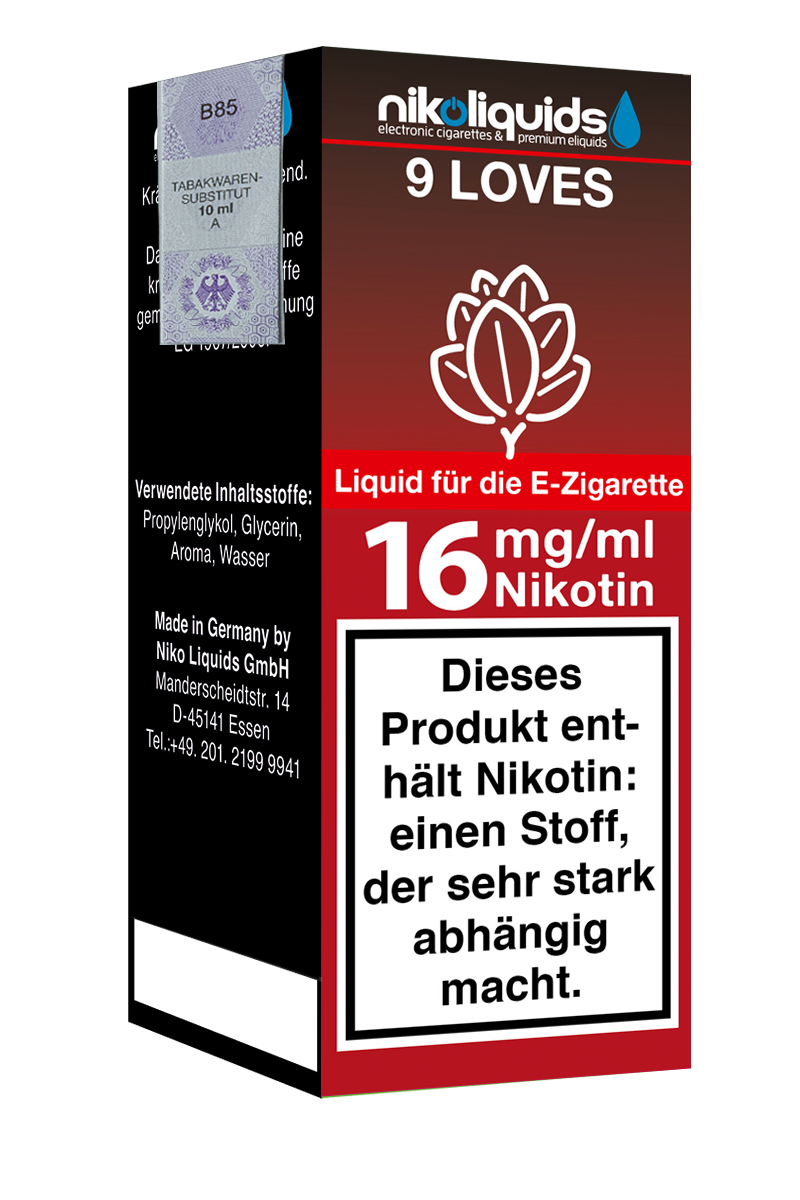 Niko Liquids E-Liquid 9 Loves 16 mg Nikotin 10 ml (rot)