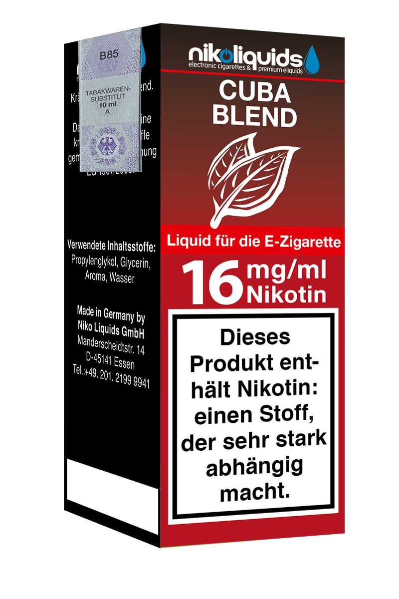 Niko Liquids E-Liquid Cuba Blend 16 mg Nikotin 10 ml (rot)