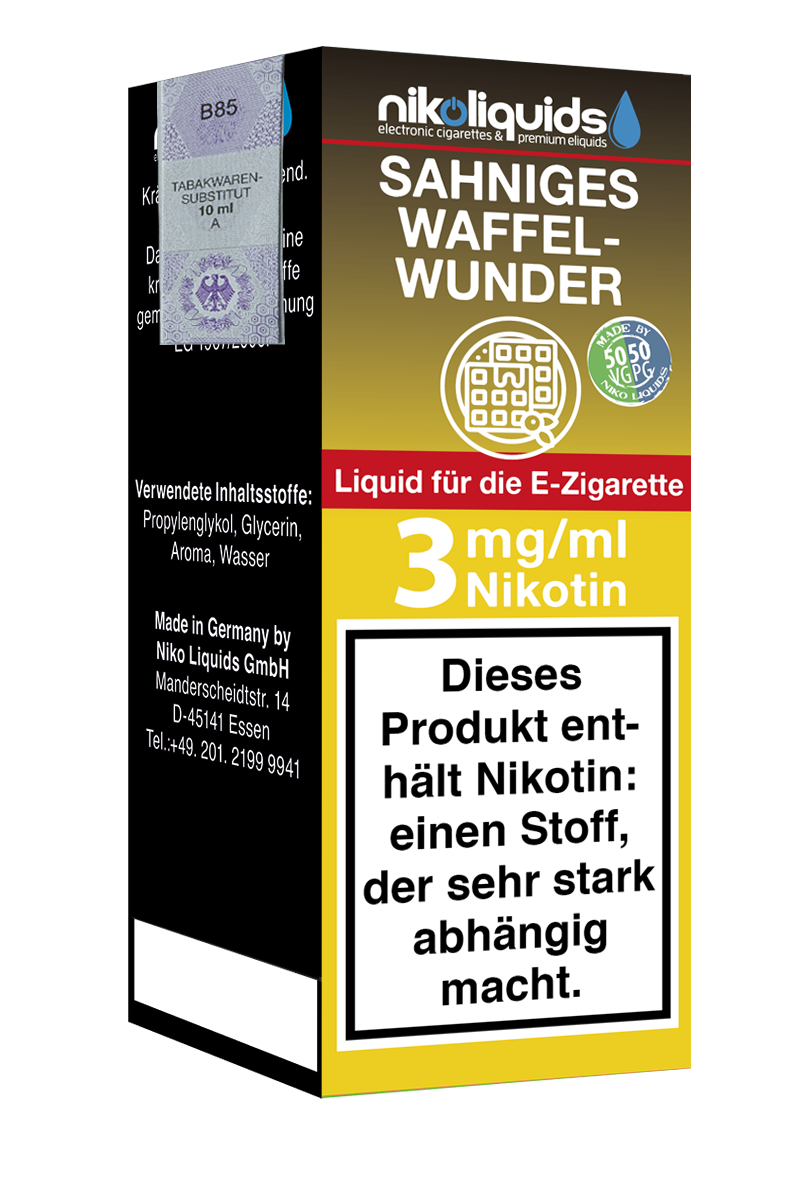 Niko Liquids E-Liquid Sahniges Waffelwunder 3 mg Nikotin 50 PG / 50 VG 10 ml (orange)
