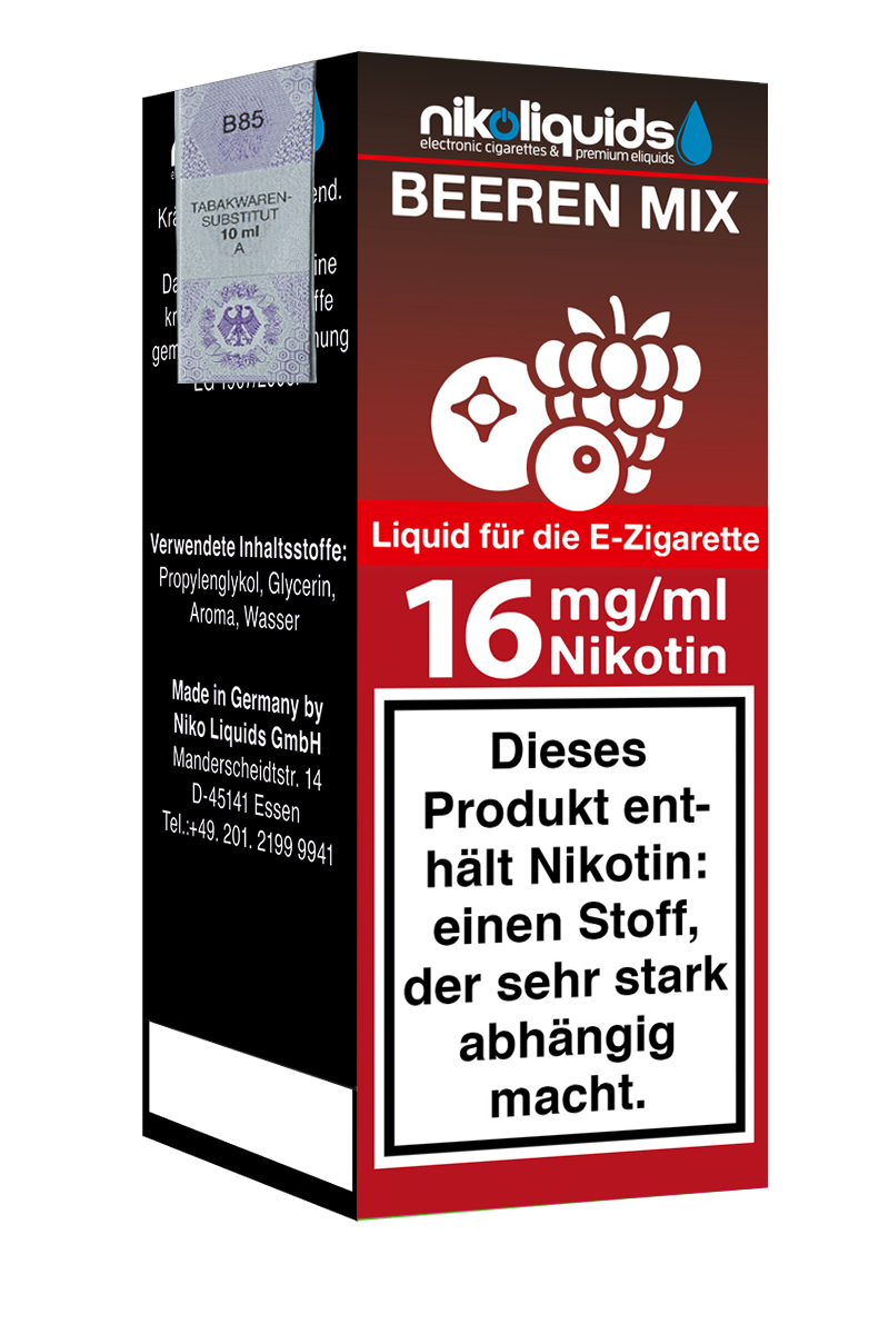 Niko Liquids E-Liquid Beeren Mix 16 mg Nikotin 10 ml (rot)
