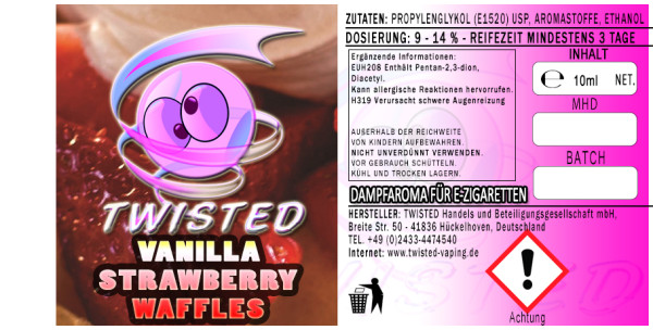 Twisted Aroma Vanilla Strawberry Waffles V1 10ml - MHD abgelaufen