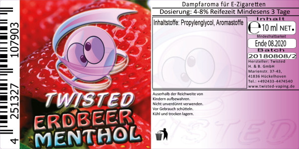 Twisted Aroma Erdbeer Menthol 10ml - MHD abgelaufen