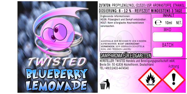 Twisted Aroma Blueberry Lemonade 10ml - MHD abgelaufen