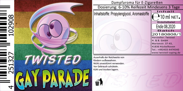 Twisted Aroma Gay Parade 10ml - MHD abgelaufen